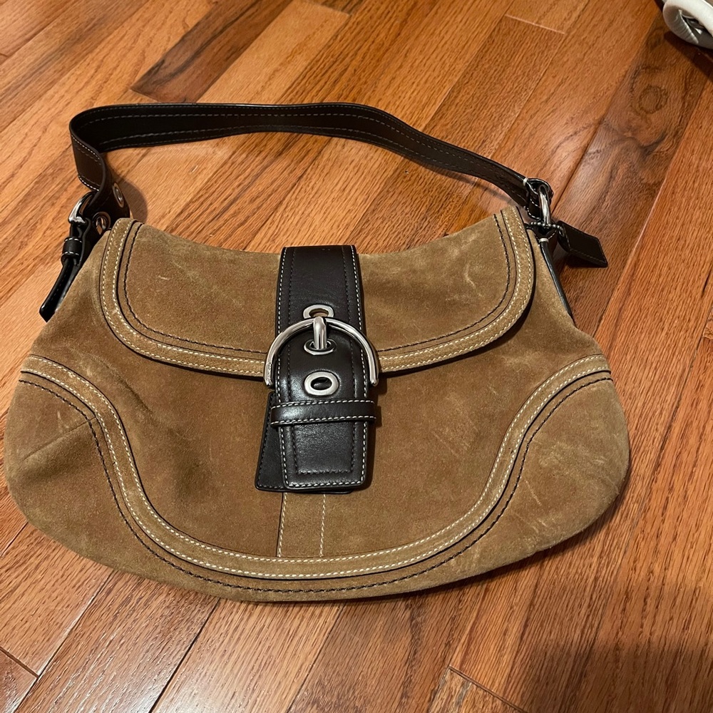 Vintage tan coach suede purse